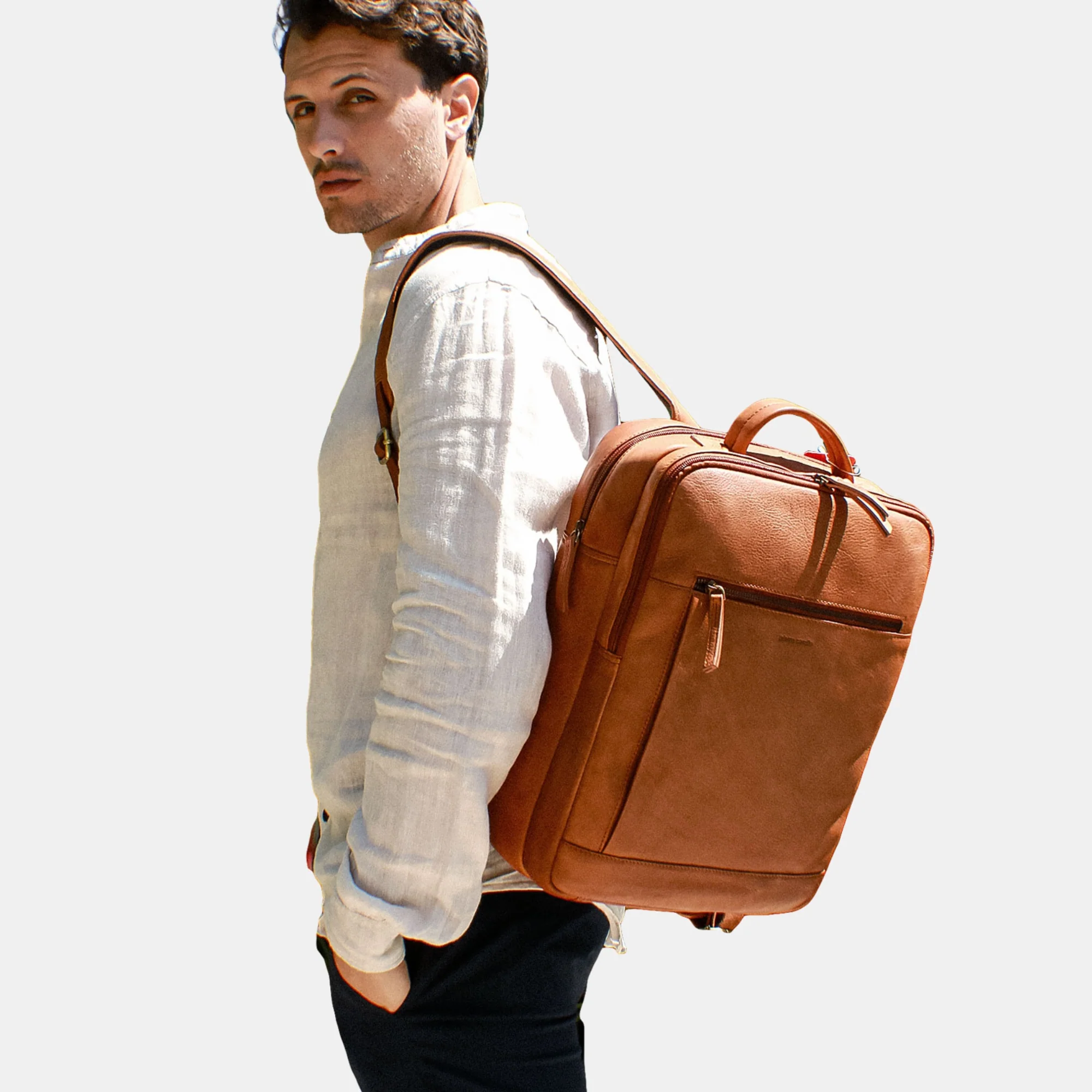 Pierre Cardin Leather Business/Laptop Backpack - Image 2