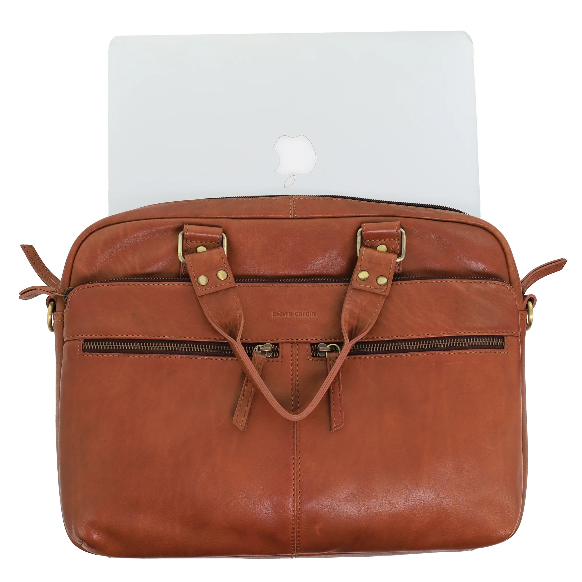 Pierre Cardin Multi-Compartment Leather Computer Bag - Image 6