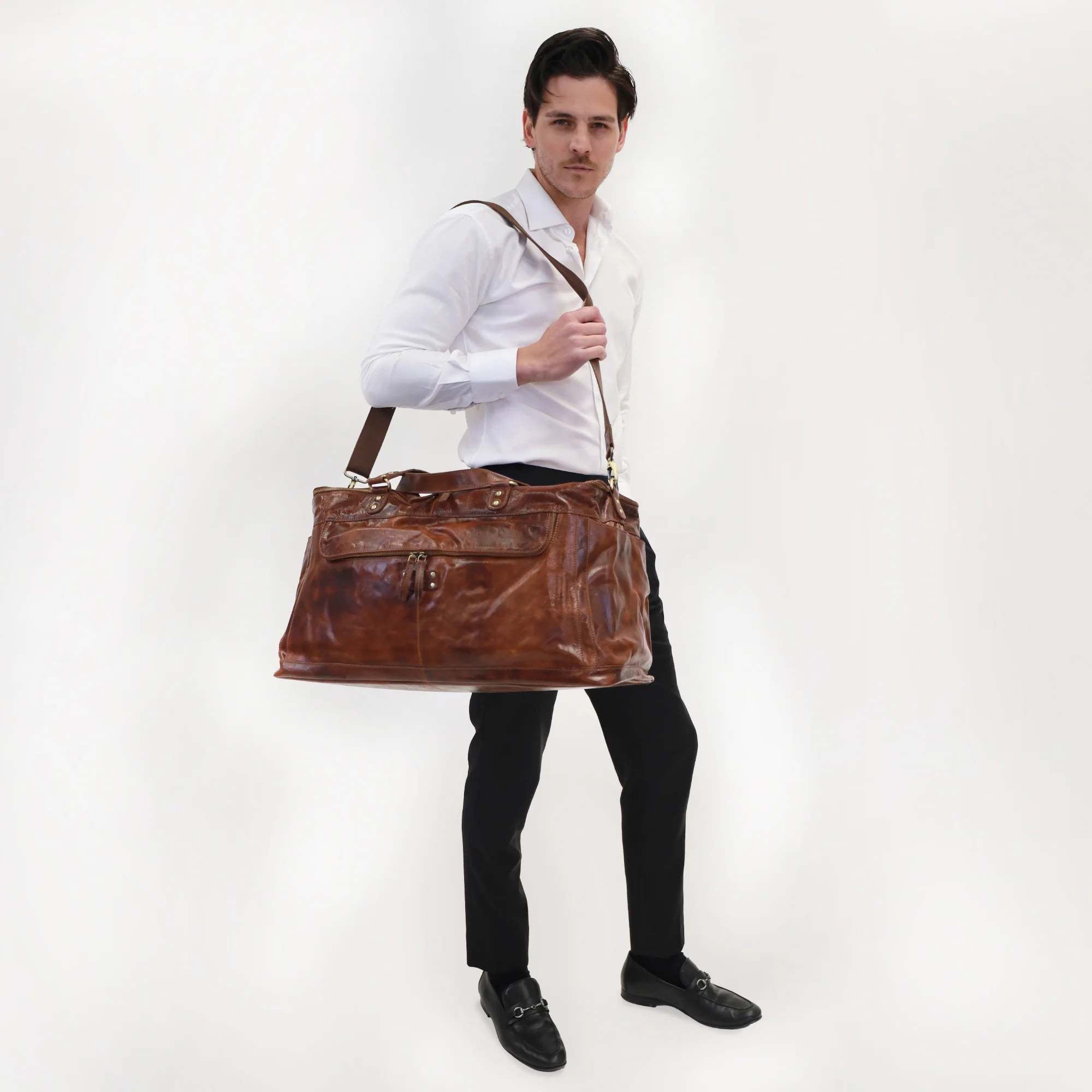 Pierre Cardin Leather Multi-Compartment Overnight Bag - Image 2