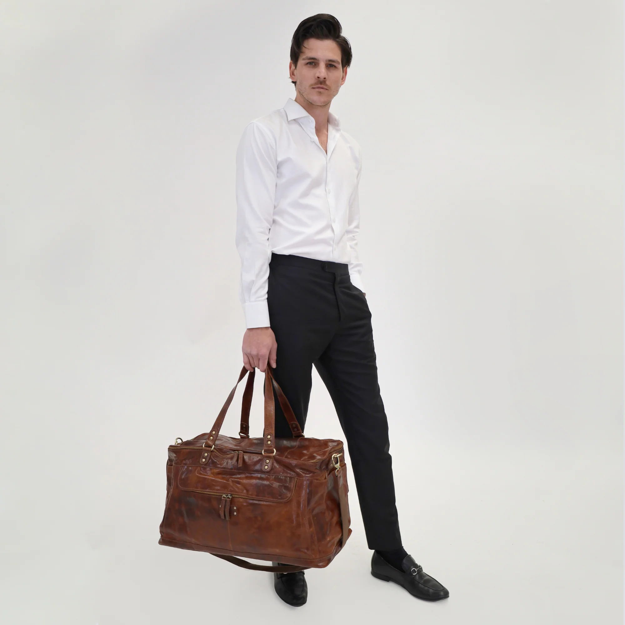 Pierre Cardin Leather Multi-Compartment Overnight Bag - Image 5