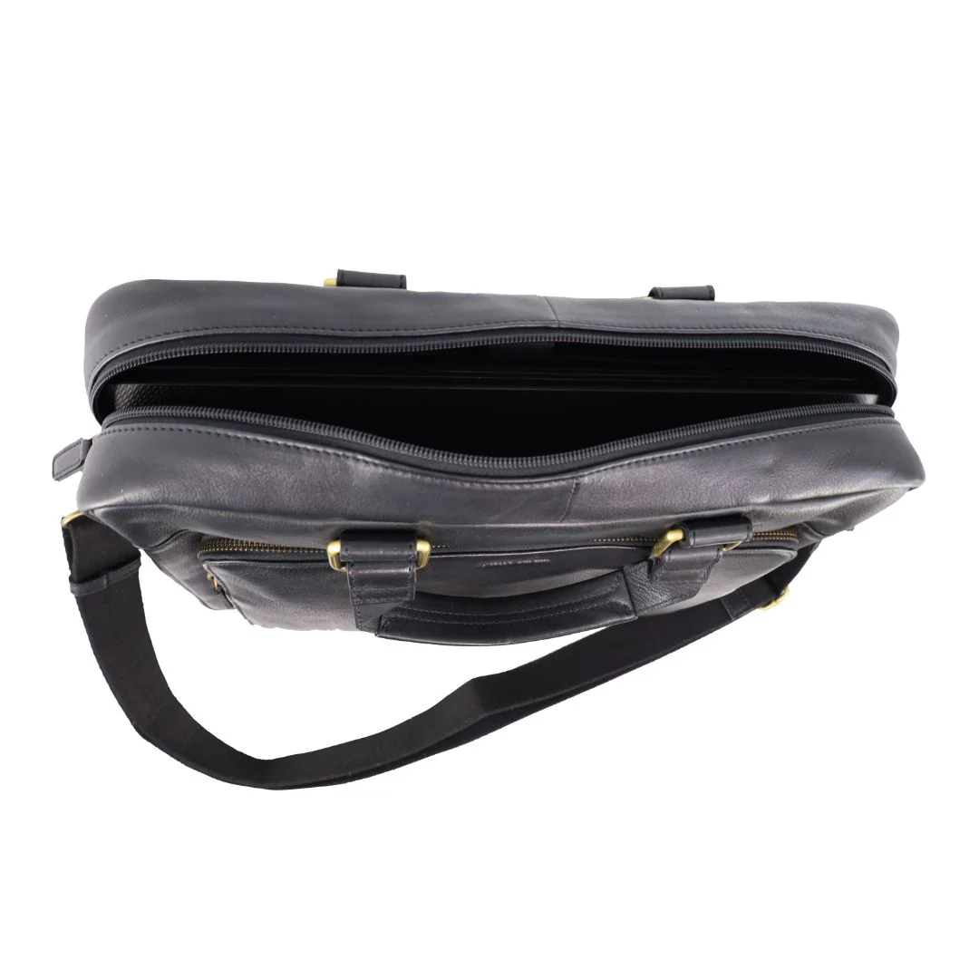 Pierre Cardin Men's Leather Rustic Business/Laptop Bag - Image 2