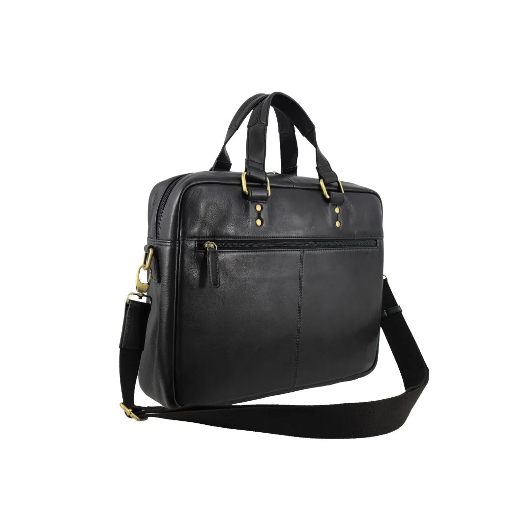 Pierre Cardin Men's Leather Rustic Business/Laptop Bag - Image 4