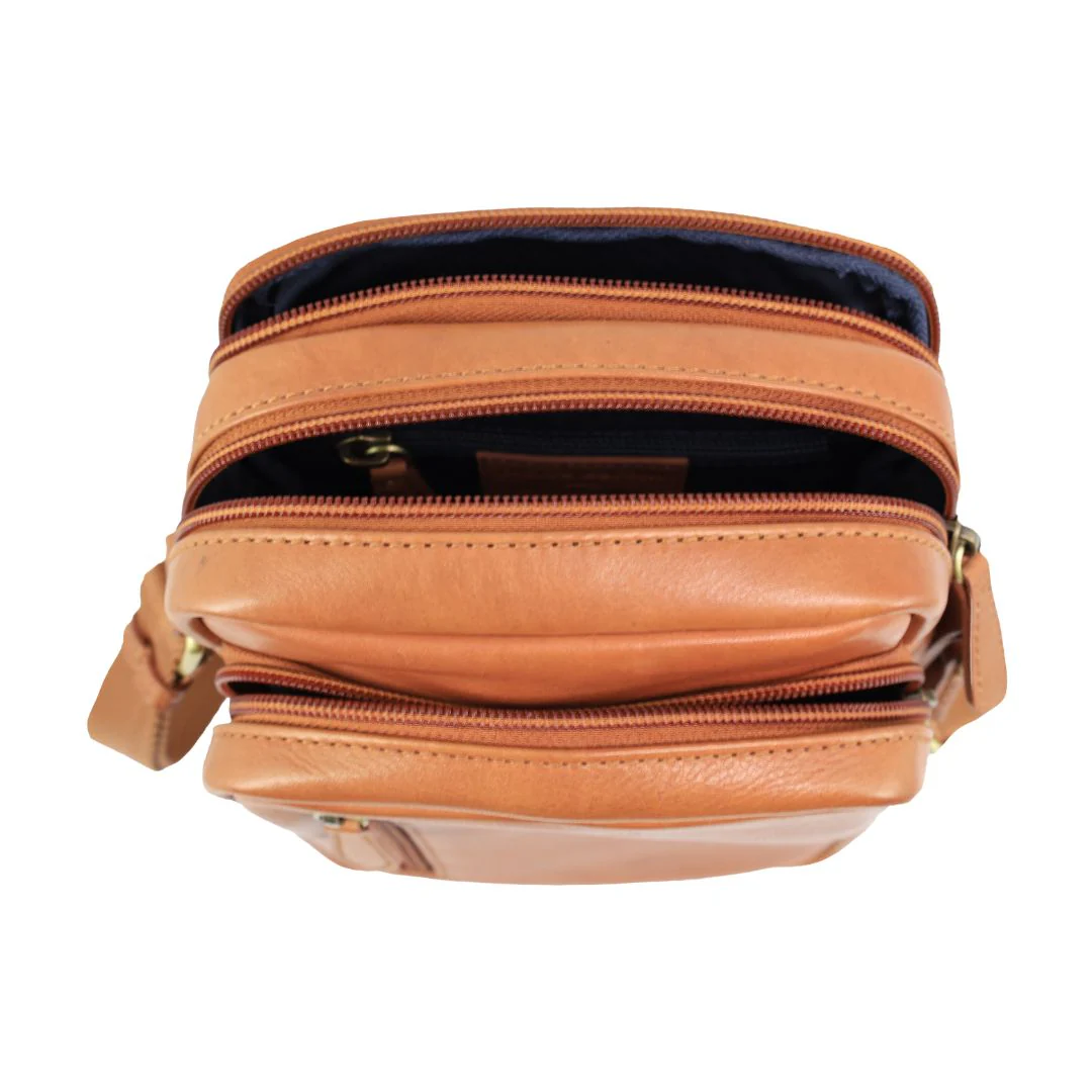 Pierre Cardin Men's Leather Twin Zip Crossbody Bag - Image 3