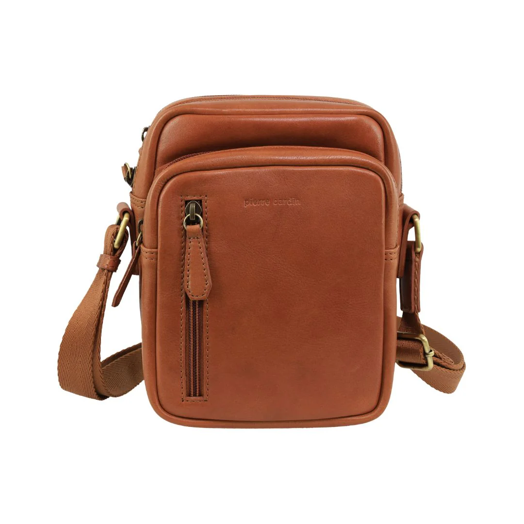 Pierre Cardin Men's Leather Twin Zip Crossbody Bag - Image 4