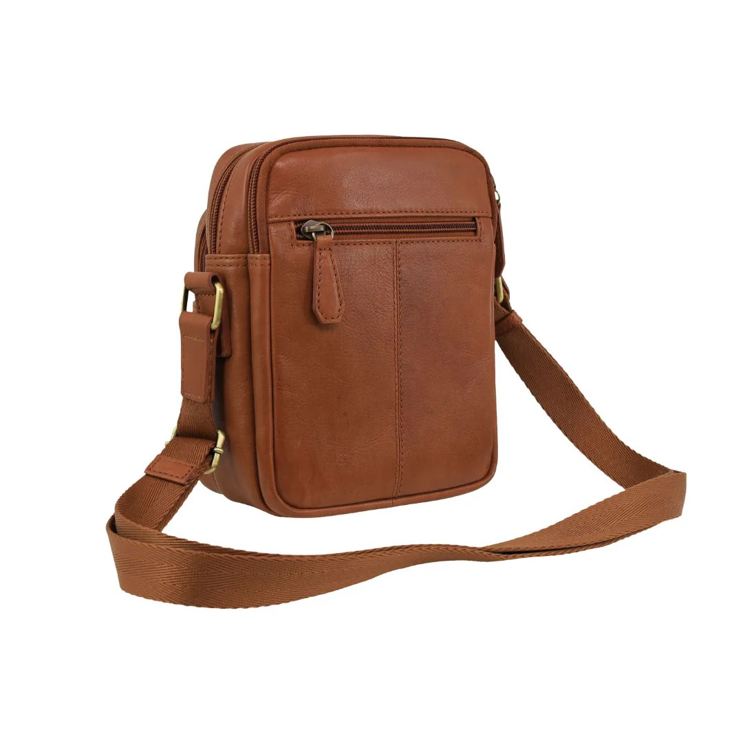 Pierre Cardin Men's Leather Twin Zip Crossbody Bag - Image 5