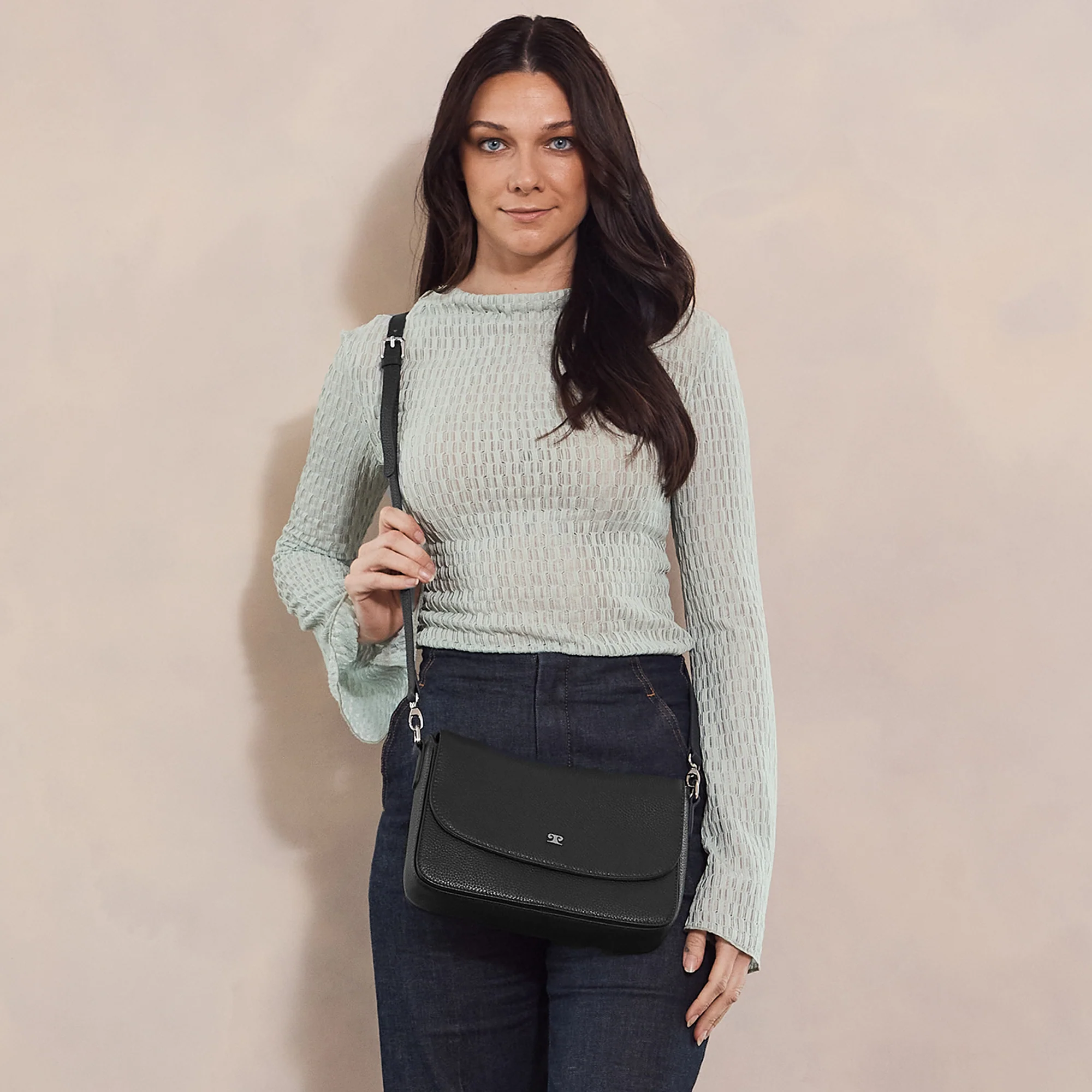 Pierre Cardin Ladies Leather Flap Over Crossbody Bag - Image 2