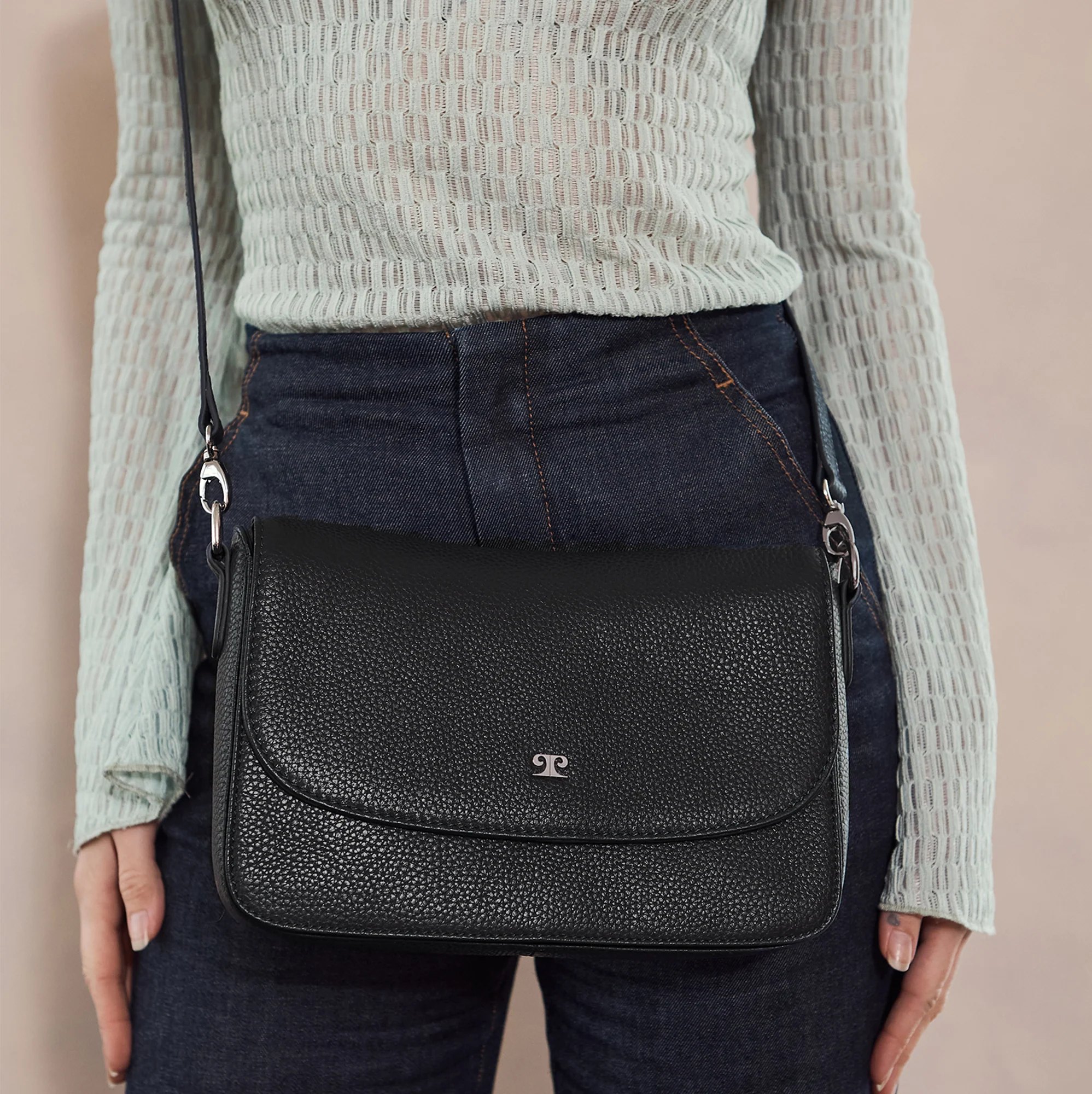 Pierre Cardin Ladies Leather Flap Over Crossbody Bag - Image 6