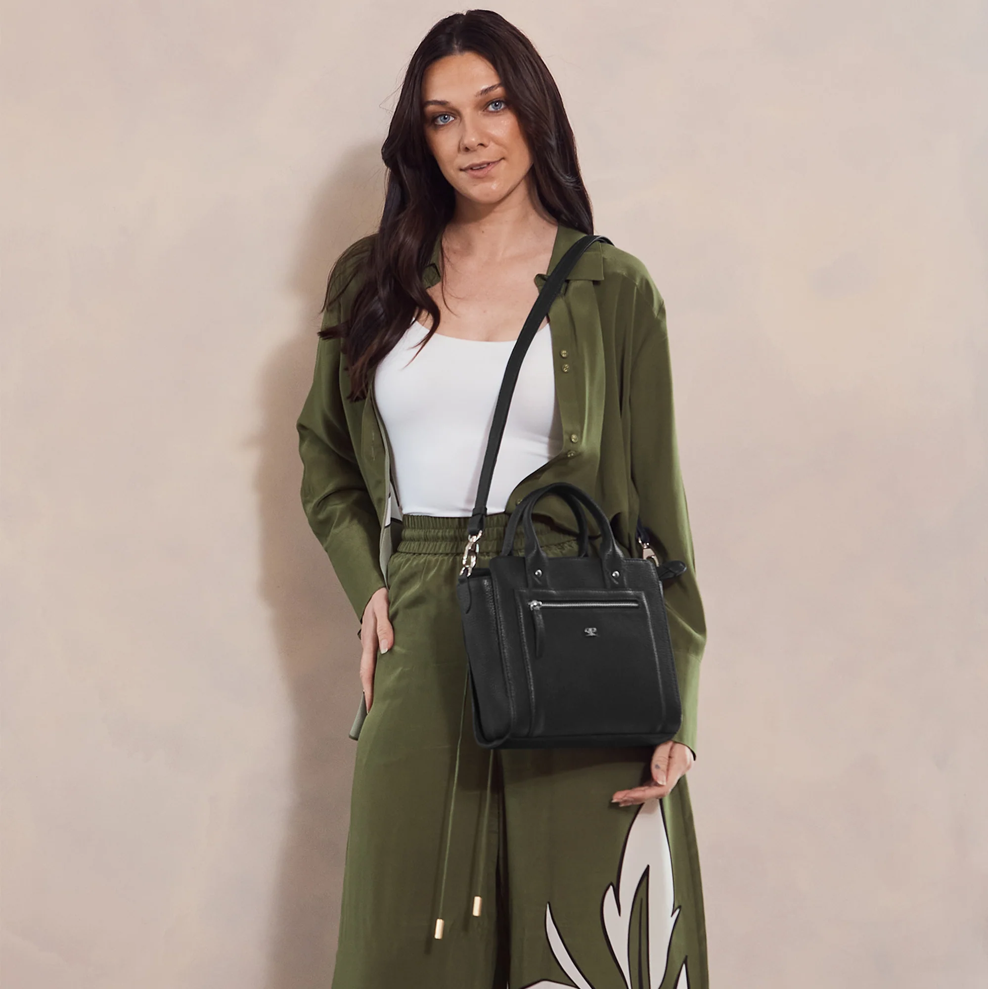 Pierre Cardin Ladies Leather Mini Tote Crossbody Bag - Image 2