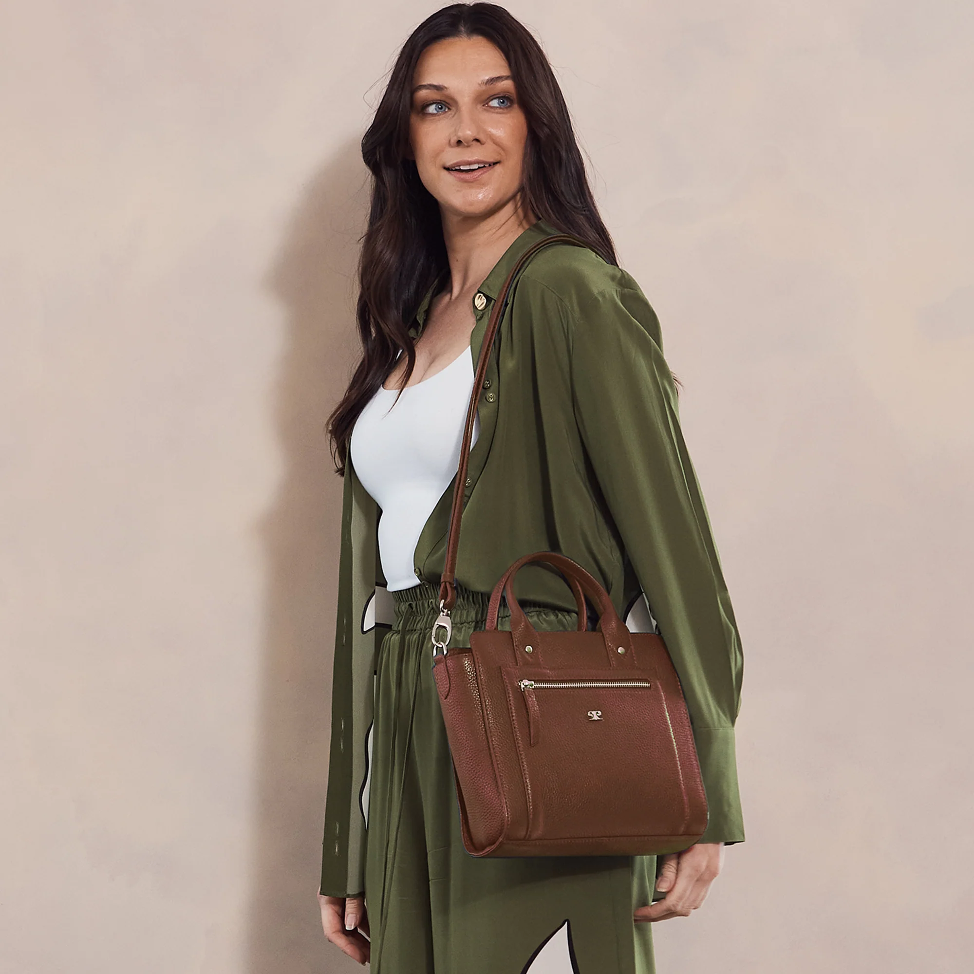 Pierre Cardin Ladies Leather Mini Tote Crossbody Bag - Image 2