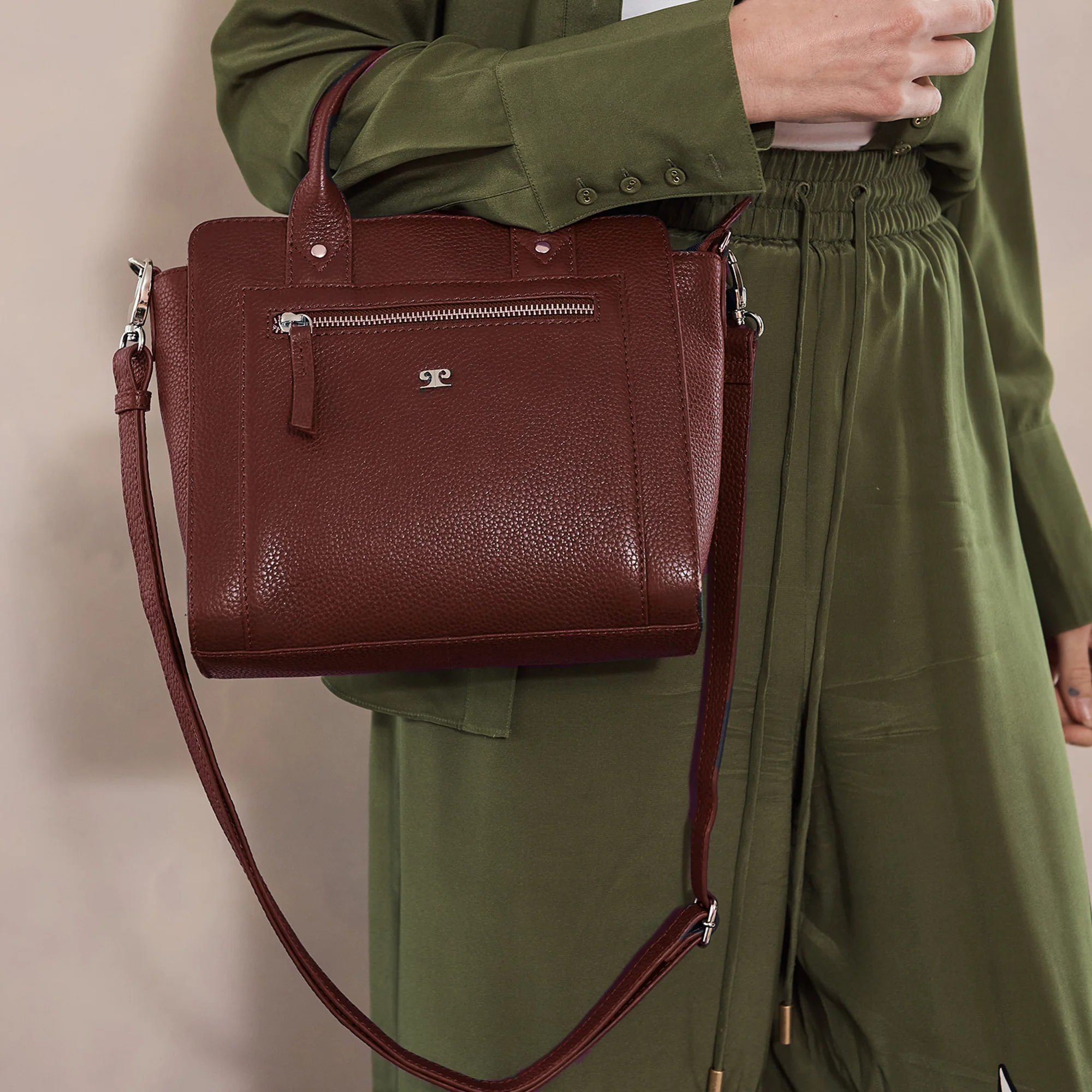 Pierre Cardin Ladies Leather Mini Tote Crossbody Bag - Image 8