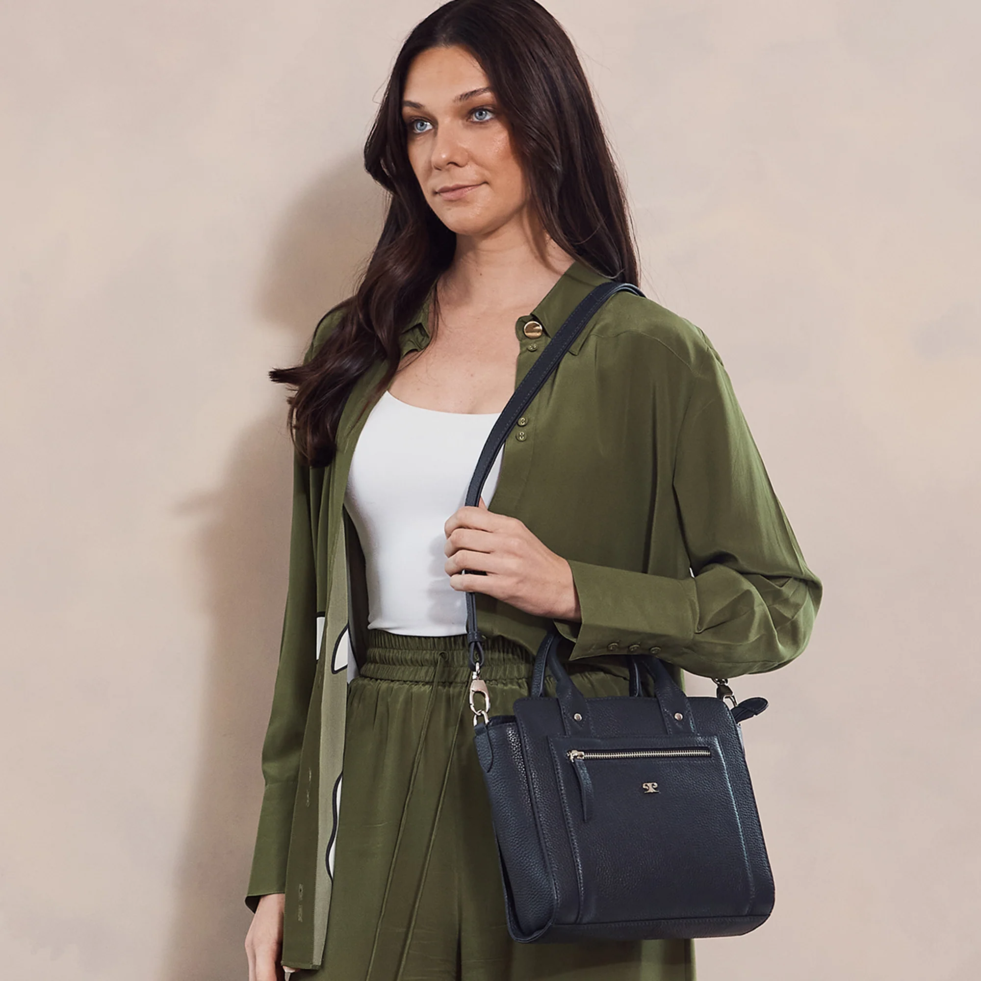 Pierre Cardin Ladies Leather Mini Tote Crossbody Bag - Image 2