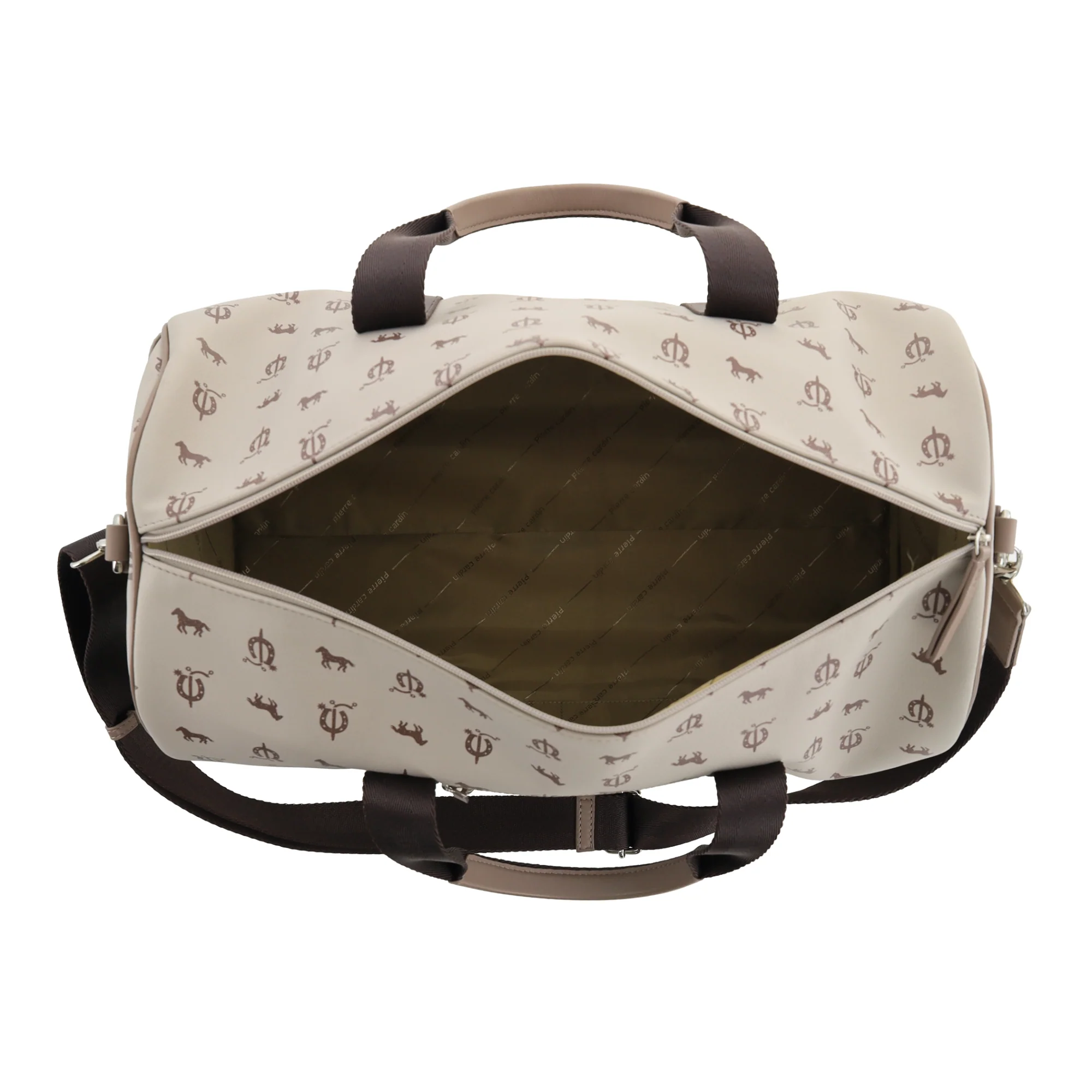 Pierre Cardin Leather/Canvas Print Design Duffle Bag - Image 2