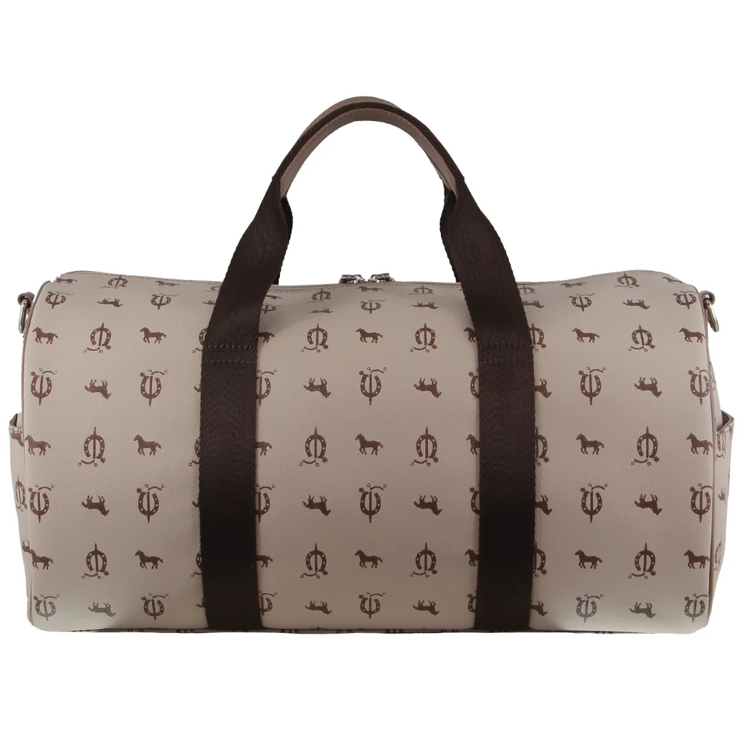 Pierre Cardin Leather/Canvas Print Design Duffle Bag - Image 4