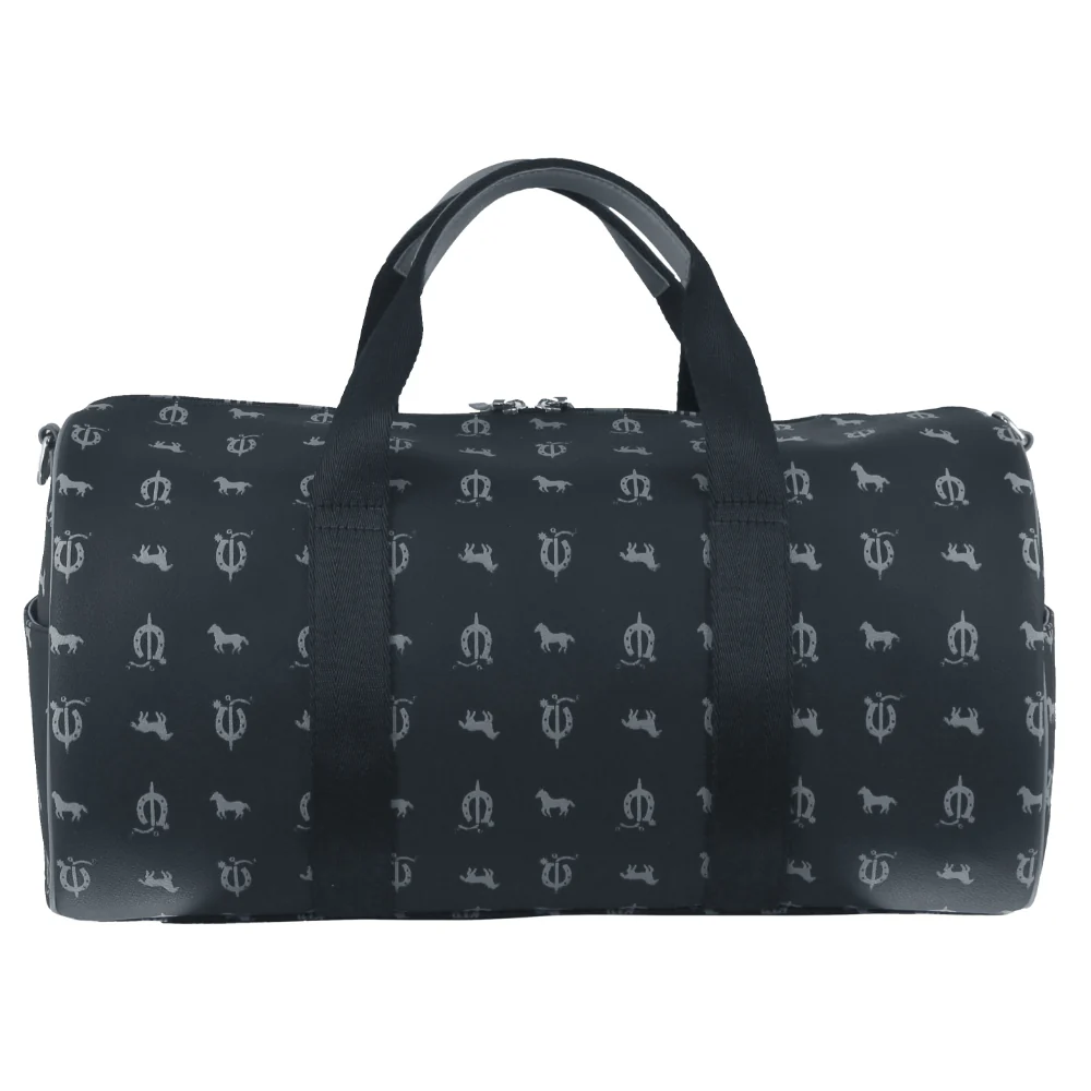 Pierre Cardin Leather/Canvas Print Design Duffle Bag - Image 3
