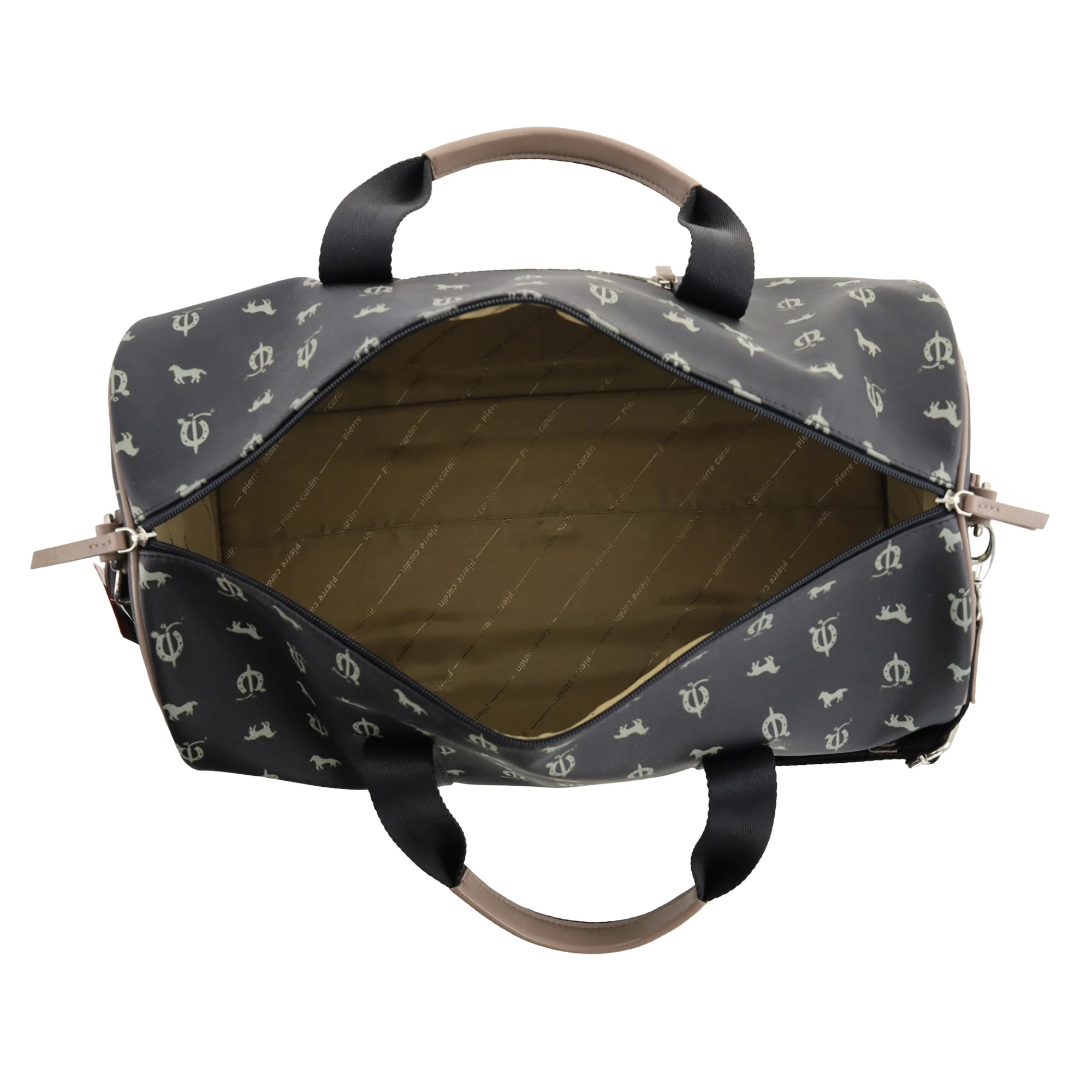 Pierre Cardin Leather/Canvas Print Design Duffle Bag - Image 3