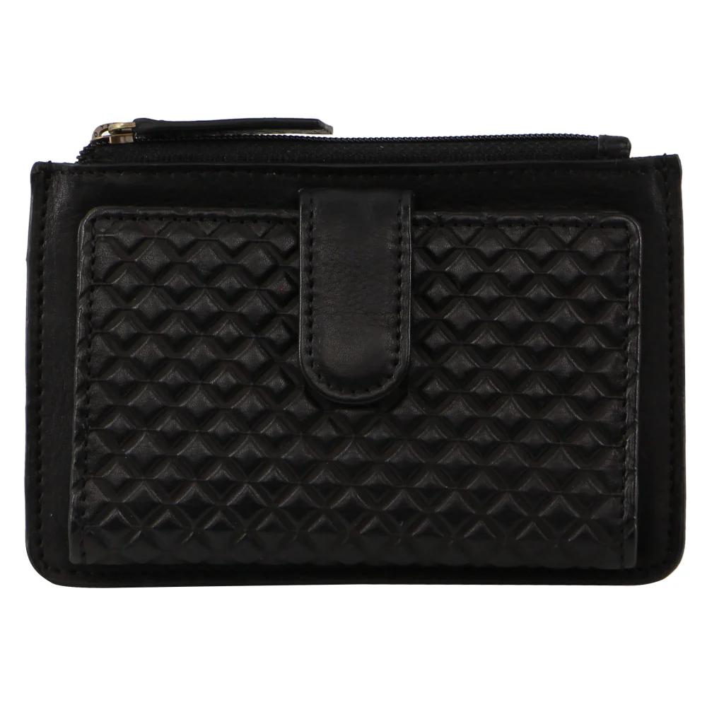 Pierre Cardin leather Diamond Pattern Emboss Zip Purse Wallet