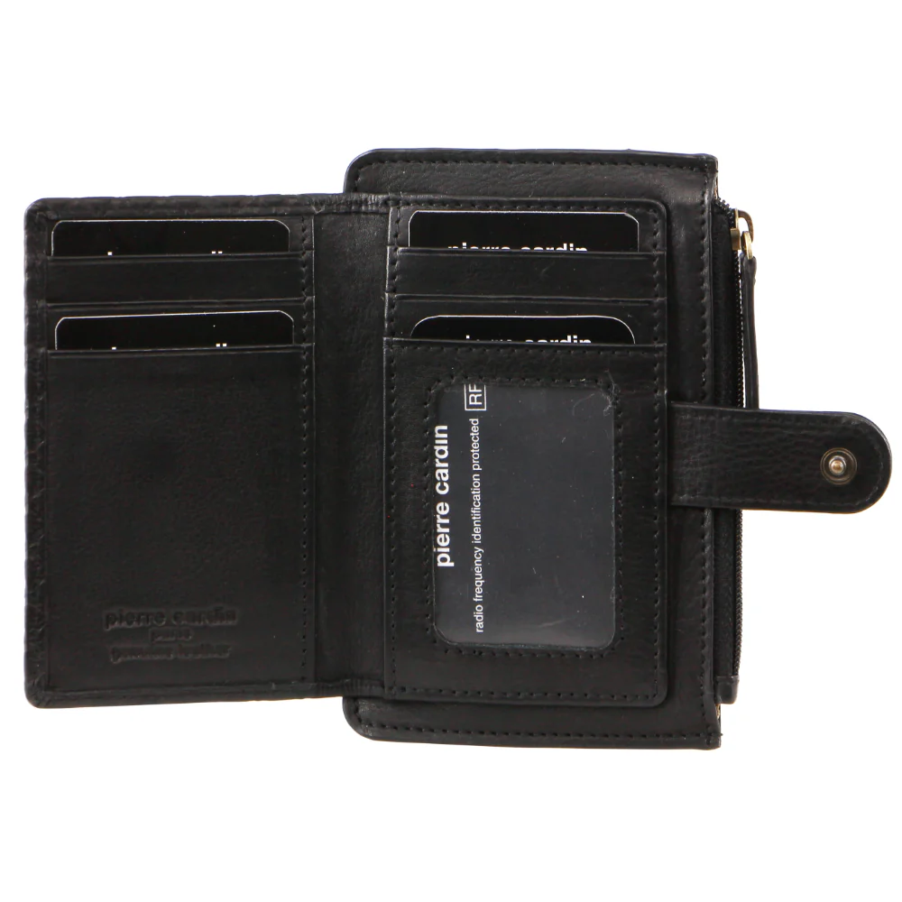 Pierre Cardin leather Diamond Pattern Emboss Zip Purse Wallet - Image 2