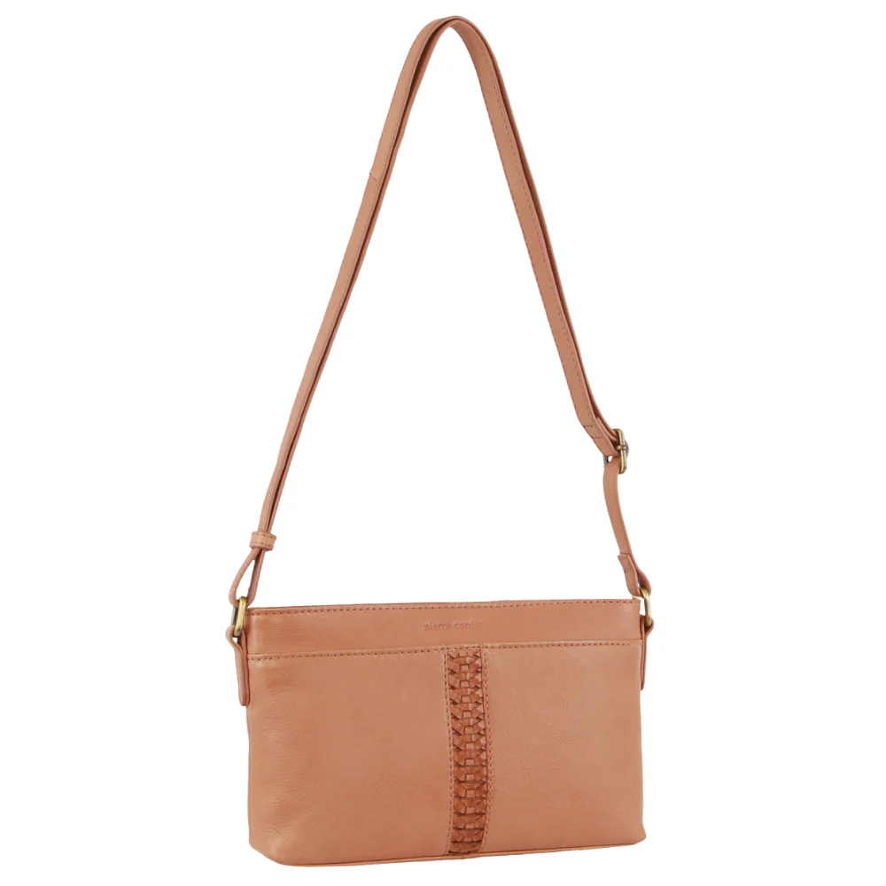 Pierre Cardin Leather Woven Design Crossbody Bag
