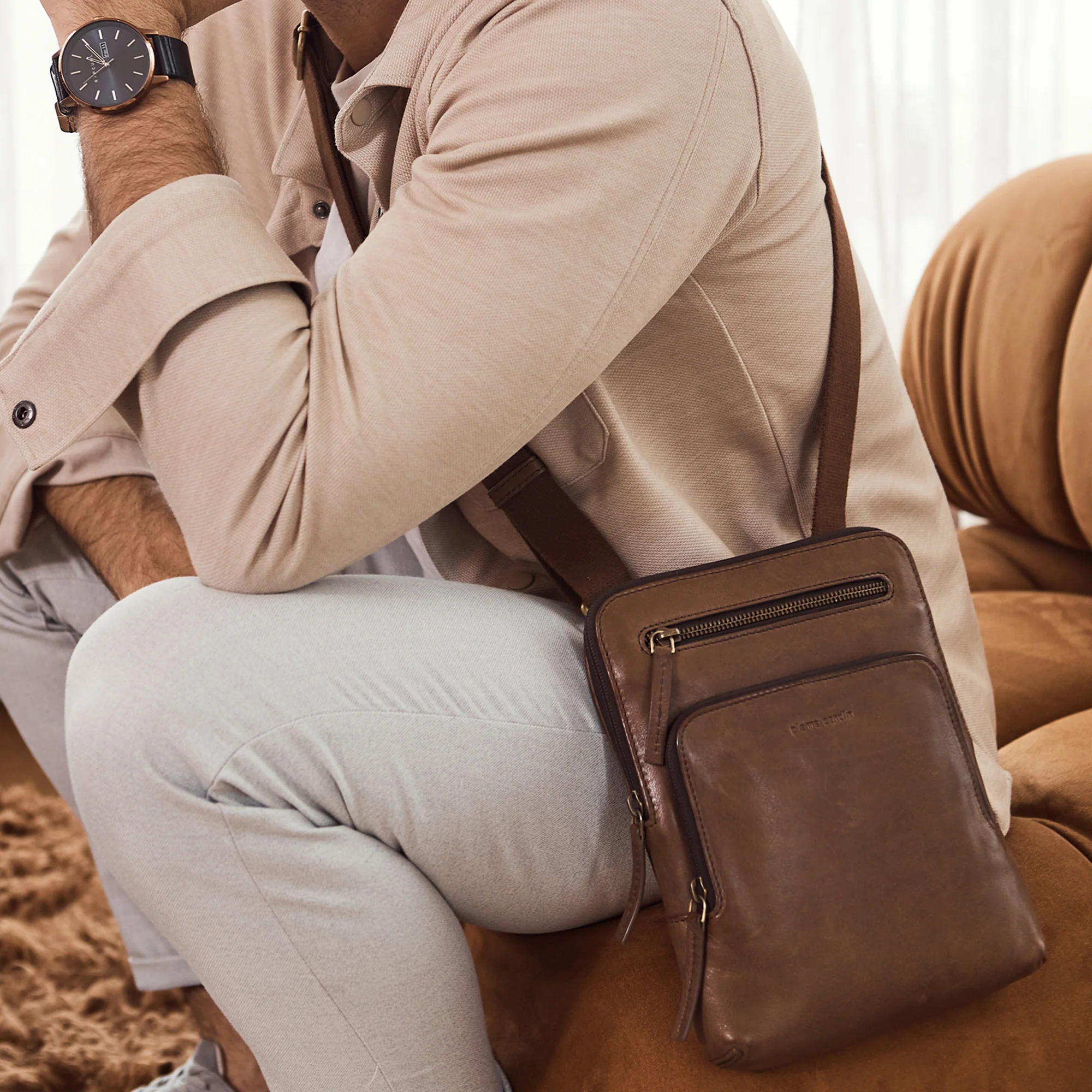 Pierre Cardin Men's Leather Casual Crossbody Bag - Image 6