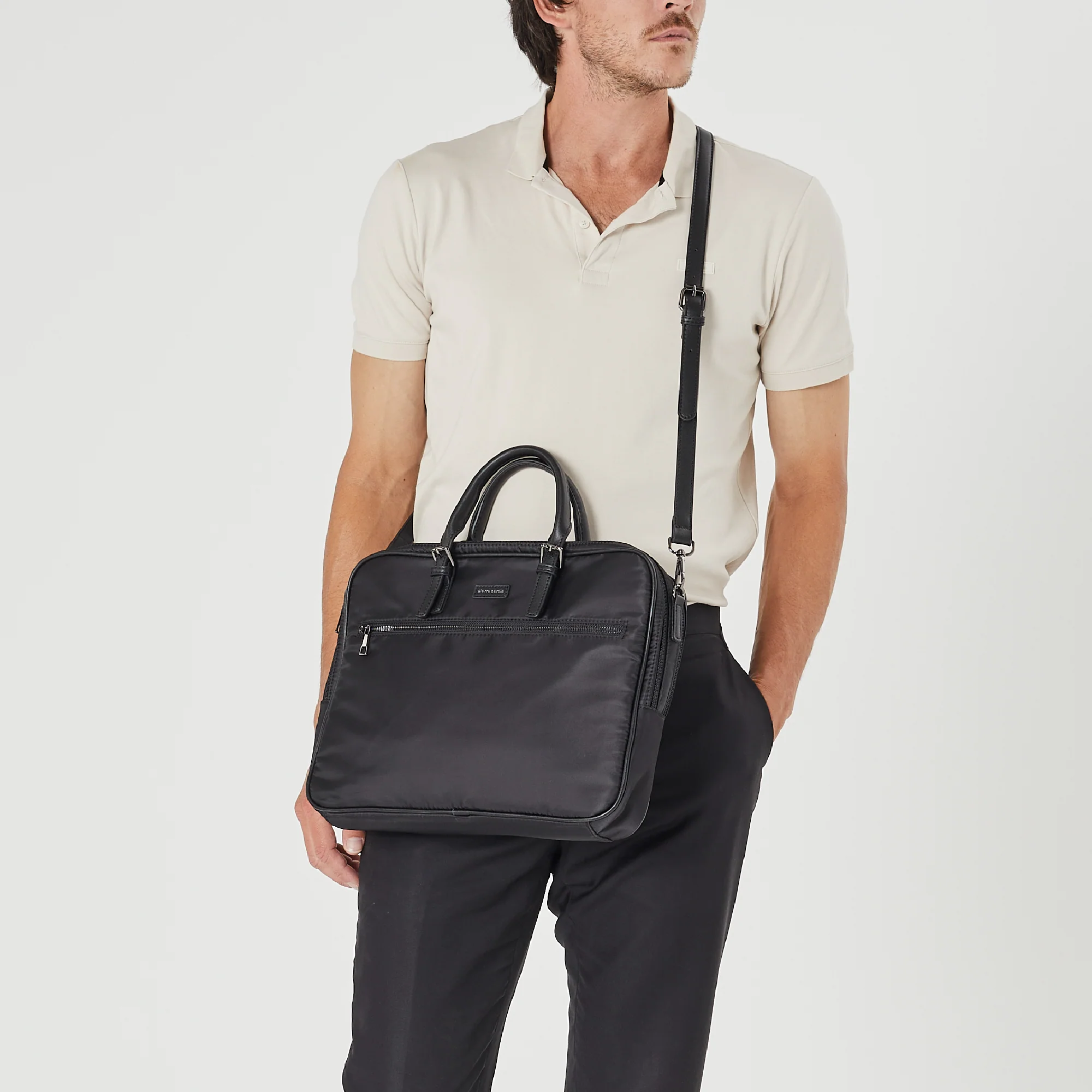 Pierre Cardin Men's Nylon Business Laptop Bag
