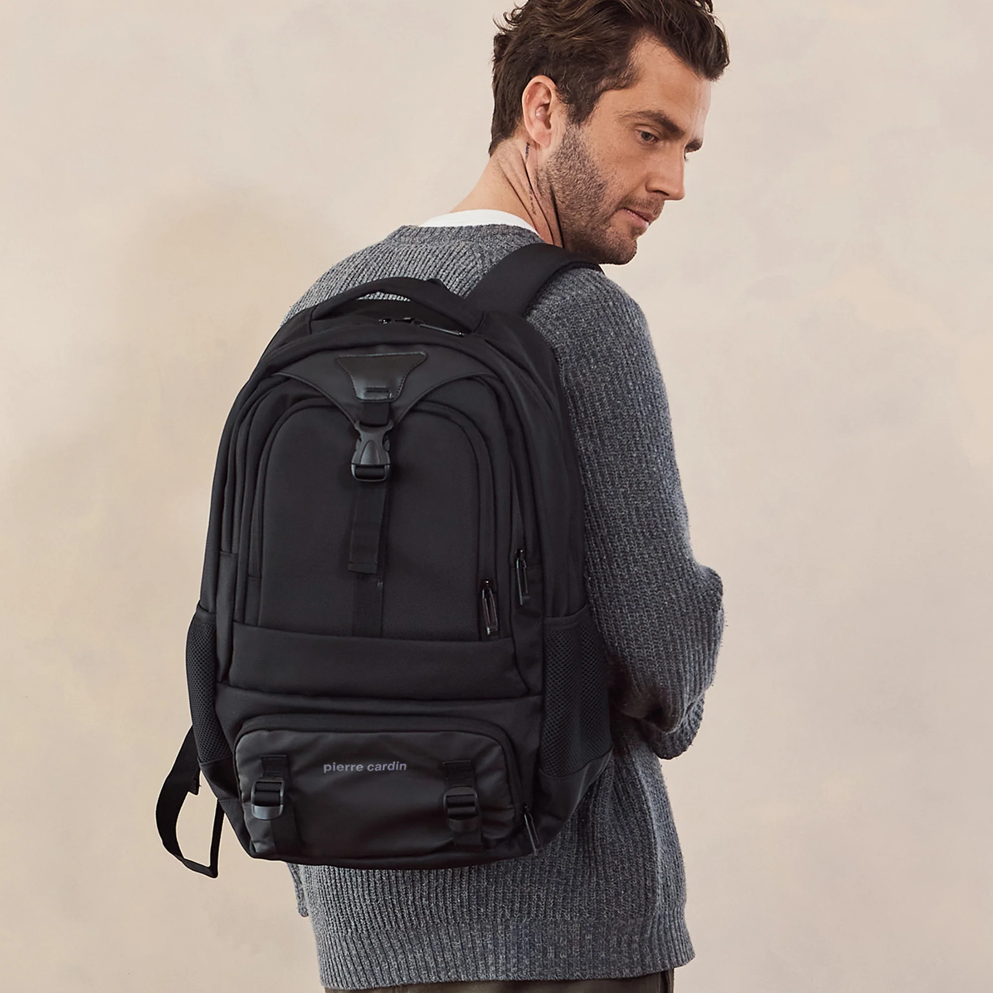 Pierre Cardin Mens Nylon Computer/Business Backpack - Image 2