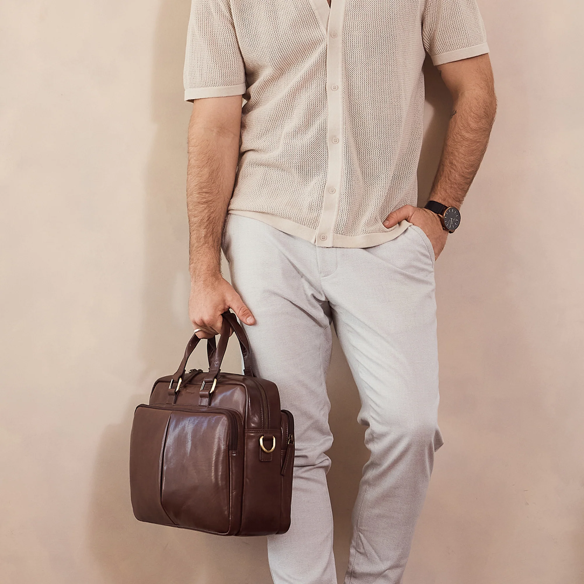Pierre Cardin Men's Rustic Business Computer Bag - Image 2
