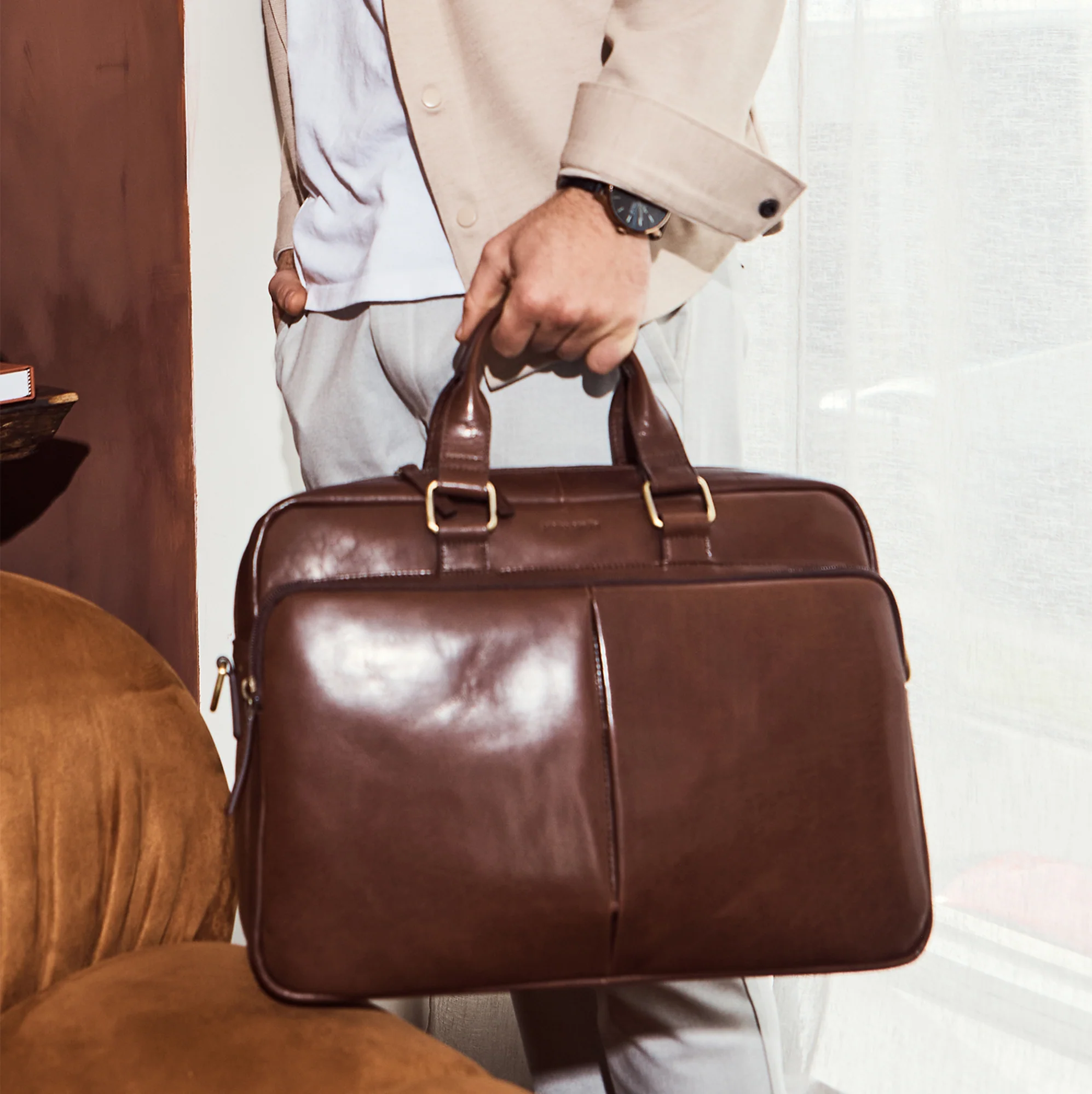 Pierre Cardin Men's Rustic Business Computer Bag - Image 6