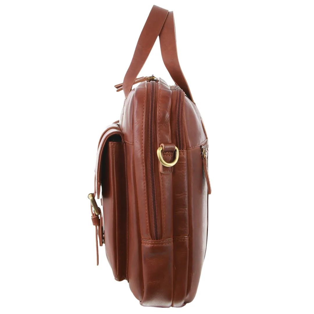 Pierre Cardin Men's Rustic Leather Satchel/Messenger Bag - Image 4