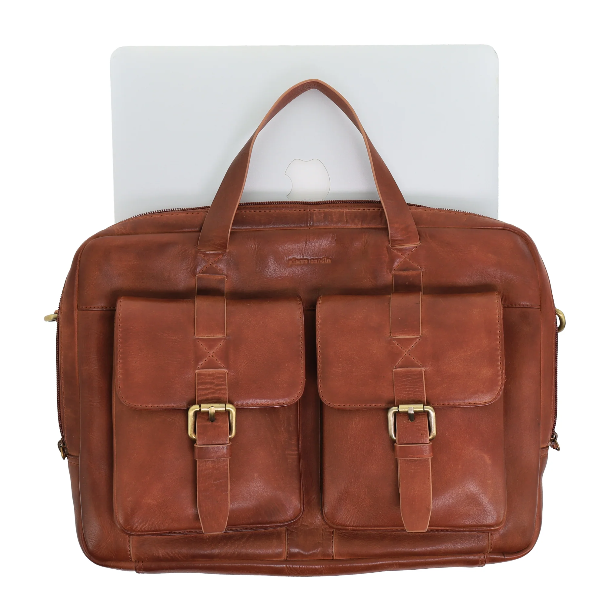 Pierre Cardin Men's Rustic Leather Satchel/Messenger Bag - Image 6