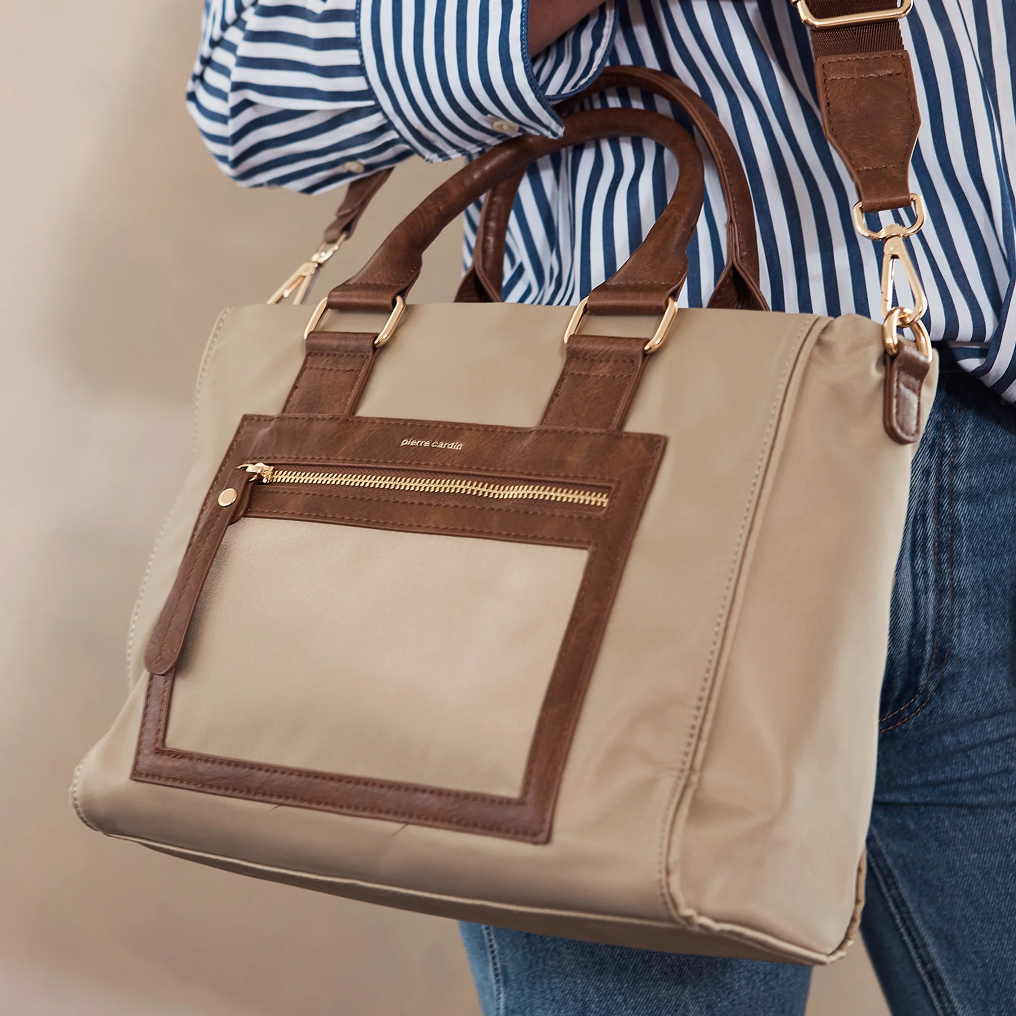 Pierre Cardin RFID Lightweight Nylon Mini Tote with Crossbody - Image 8