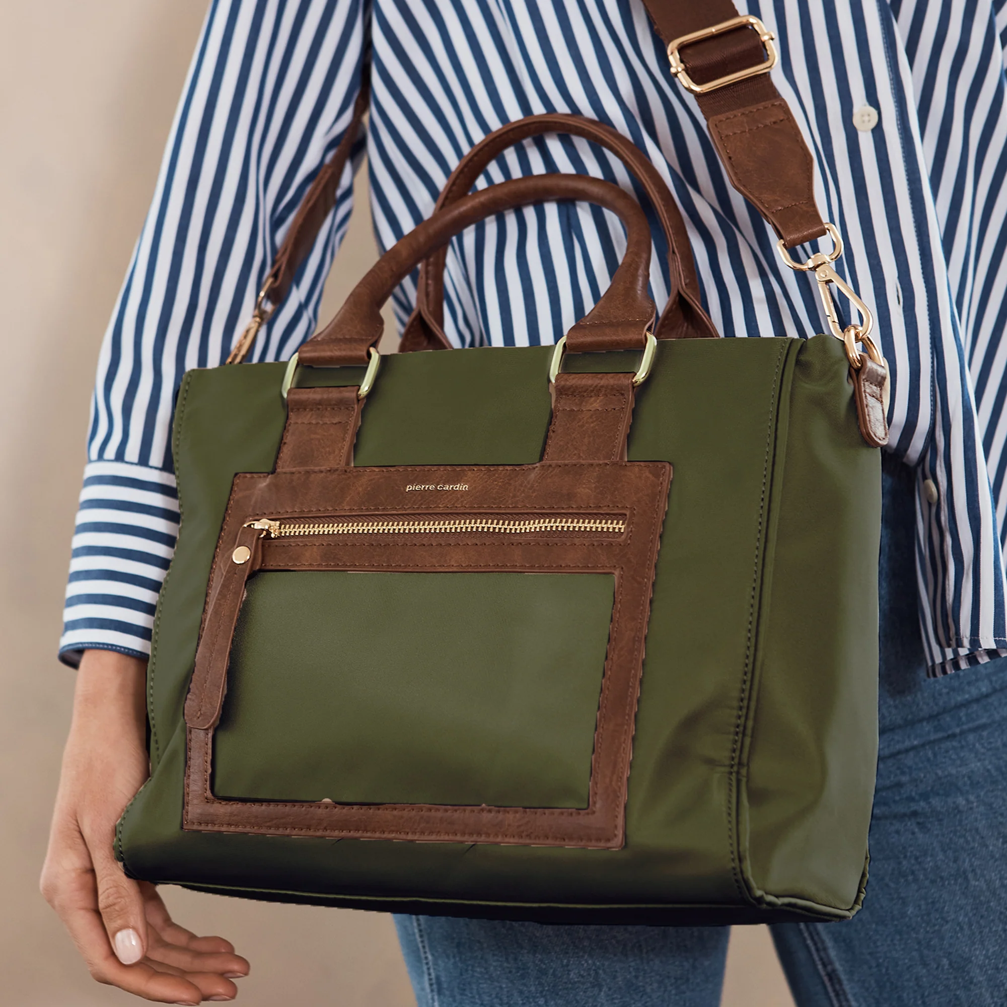 Pierre Cardin RFID Lightweight Nylon Mini Tote with Crossbody - Image 8