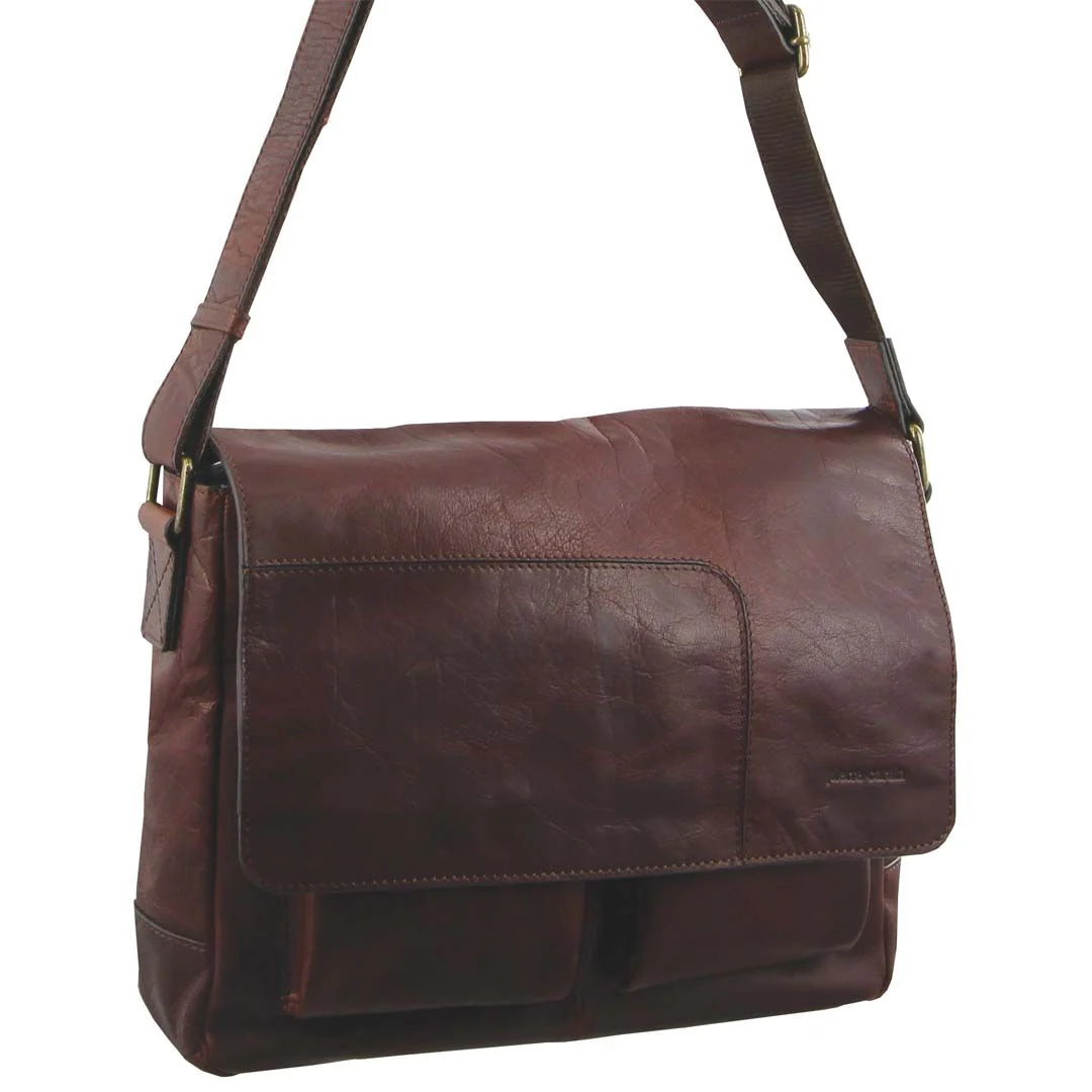Pierre Cardin Rustic Leather Computer/Messenger Bag - Image 3