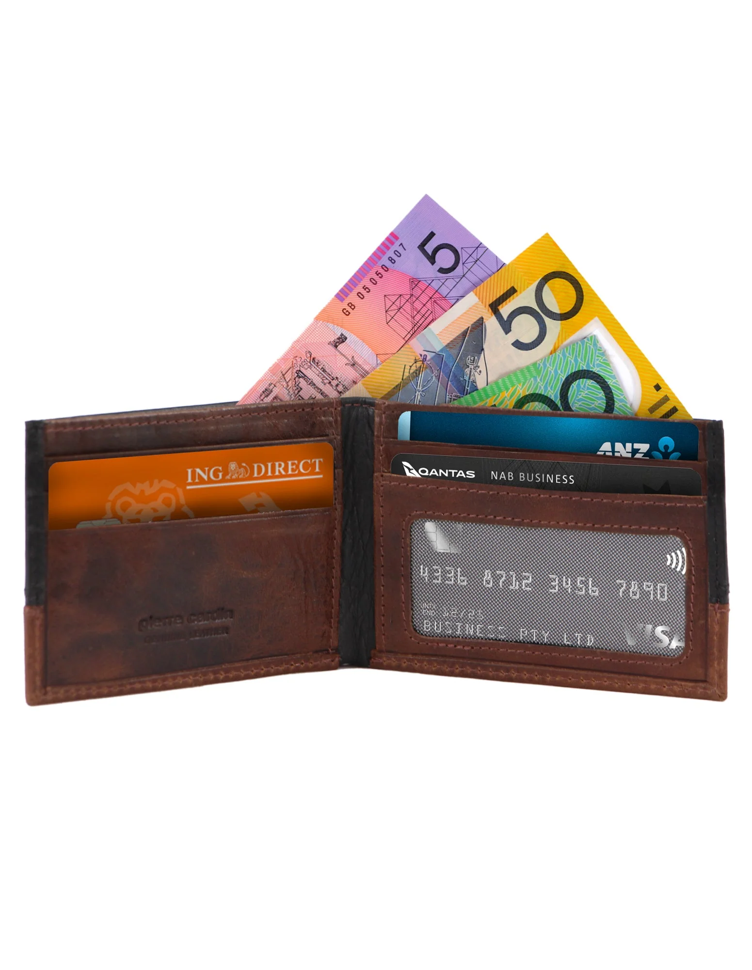 Pierre Cardin Rustic Leather Mens 2 Tone Slim Bi-Fold Wallet - Image 2