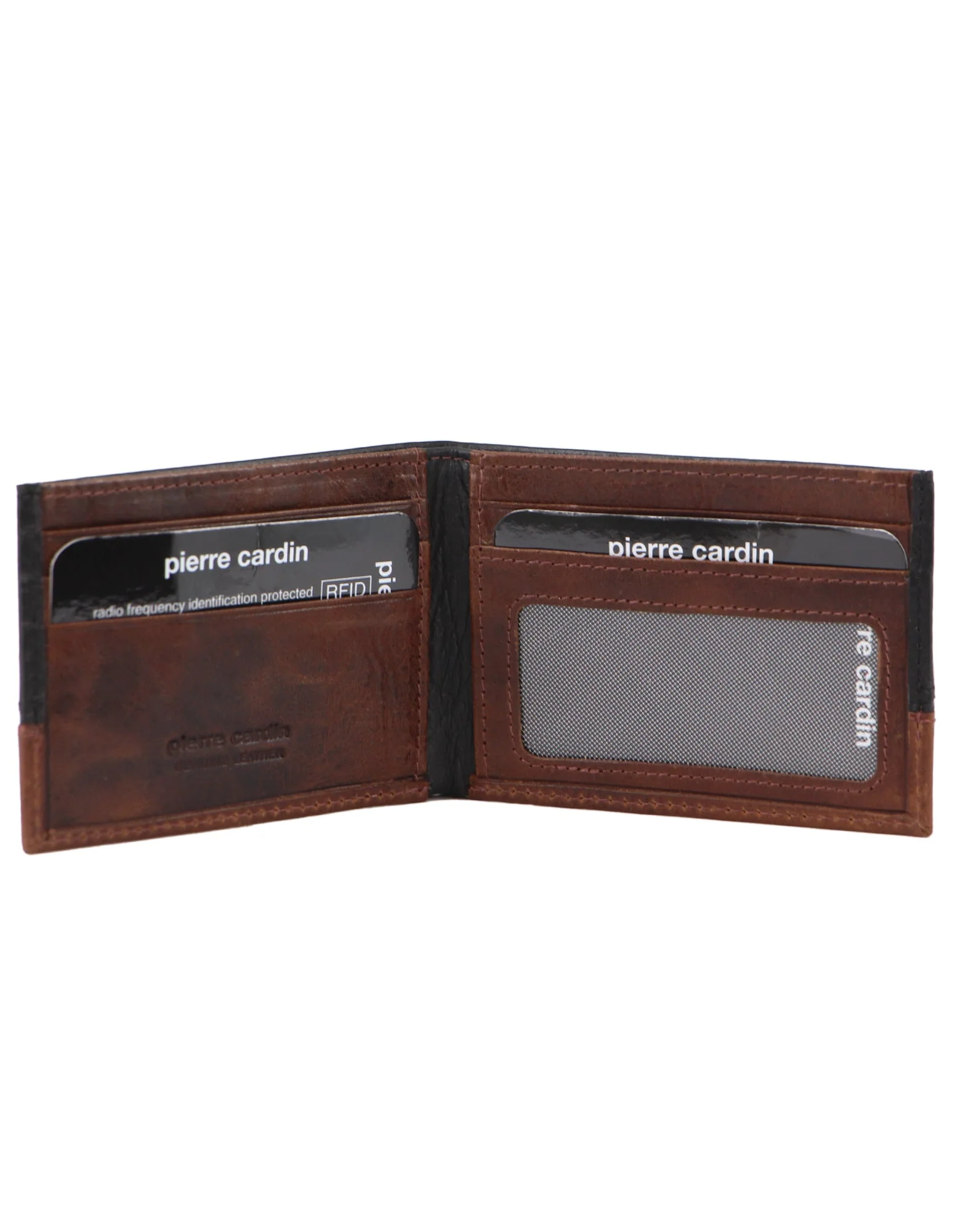 Pierre Cardin Rustic Leather Mens 2 Tone Slim Bi-Fold Wallet - Image 3