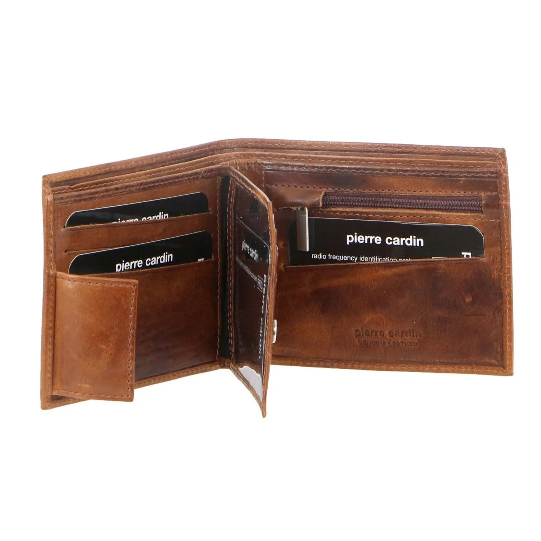 Pierre Cardin Rustic Leather Bi-Fold Men's Wallet - Image 2