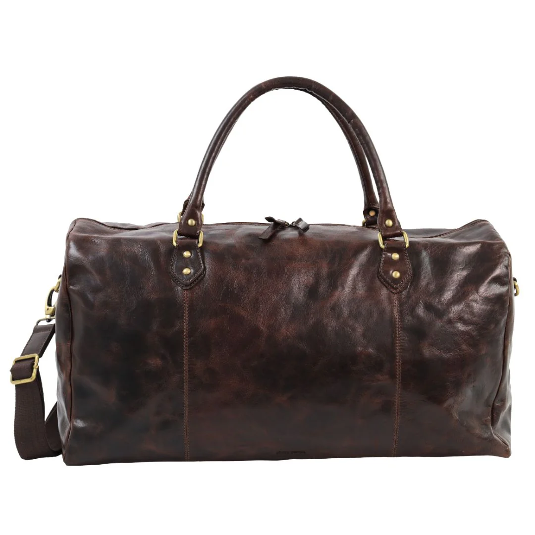 Pierre Cardin Smooth Leather Overnight Bag in Chocolate - Image 3