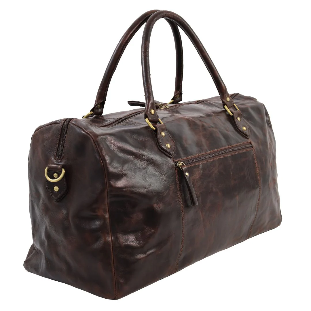 Pierre Cardin Smooth Leather Overnight Bag in Chocolate - Image 4